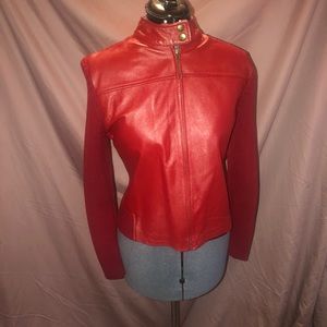 NWOT Leather Sweater moto jacket